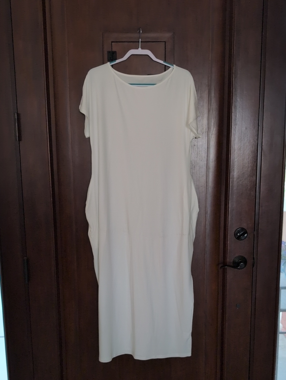 Cream Short-Sleeve Maxi Dress